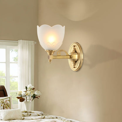 Vivolux | Bell Shade Corridor Wandmontage Licht Traditionele Stijl Frosted Glas 1/2-Licht Gouden Afwerking Wandlamp