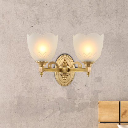 Vivolux | Bell Shade Corridor Wandmontage Licht Traditionele Stijl Frosted Glas 1/2-Licht Gouden Afwerking Wandlamp