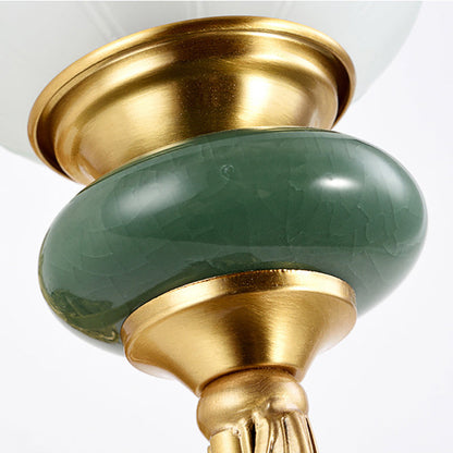 Vivolux | 1/2-Head Bell Wandlamp Vintage Stijl Opal Glass Wandmontage Lamp met Gouden Gebogen Arm voor Bedzijde