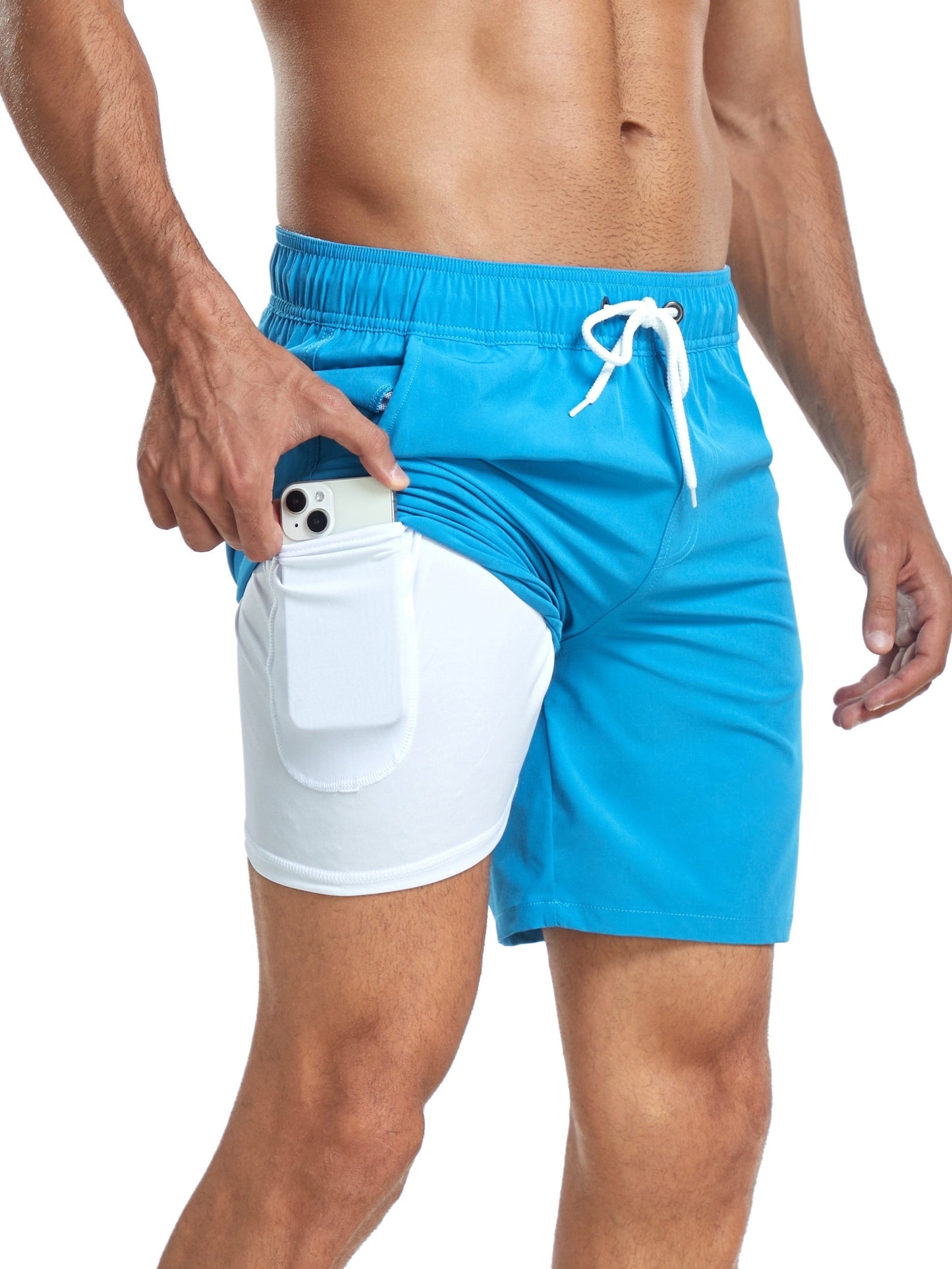 Badehose | Schnell trocknende Stretch-Shorts für Männer mit Handytasche