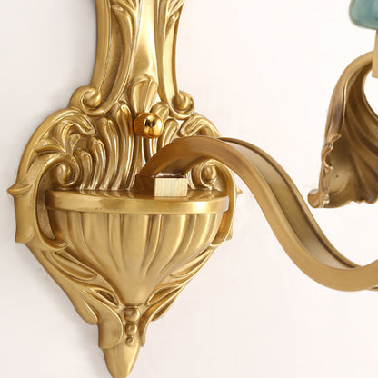 Vivolux | Petal Shade Schlafzimmer Wandmontage Lampe Vintage Stylisch Mattiertes Glas 1/2-Glühbirne Gold Finish Wandlicht