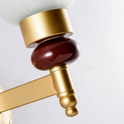 Vivolux | 1/2-Head Wandlamp met Bloemblad Schaduw Opal Glas Vintage Stijl Slaapkamer Wandlamp in Goud