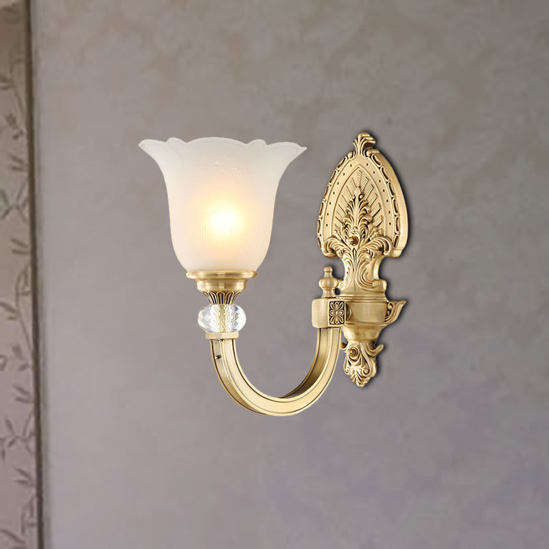 Vivolux | Bell Frosted Glass Wandlamp Fixture Vintage Stil 1/2-Head Bedside Wandlicht met Gouden Achterplaat