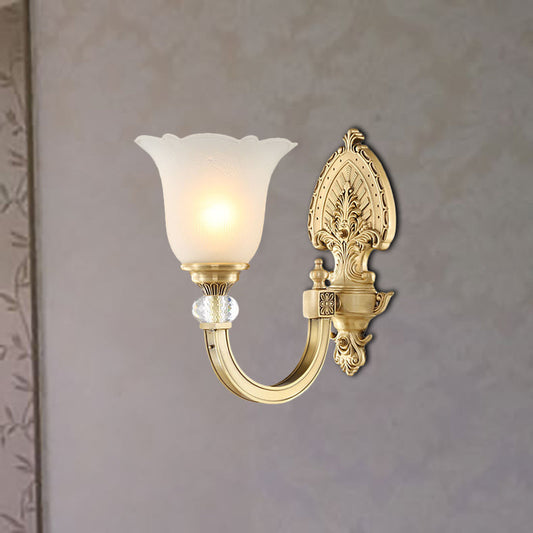 Vivolux | Bell Frosted Glass Wandlamp Fixture Vintage Stil 1/2-Head Bedside Wandlicht met Gouden Achterplaat