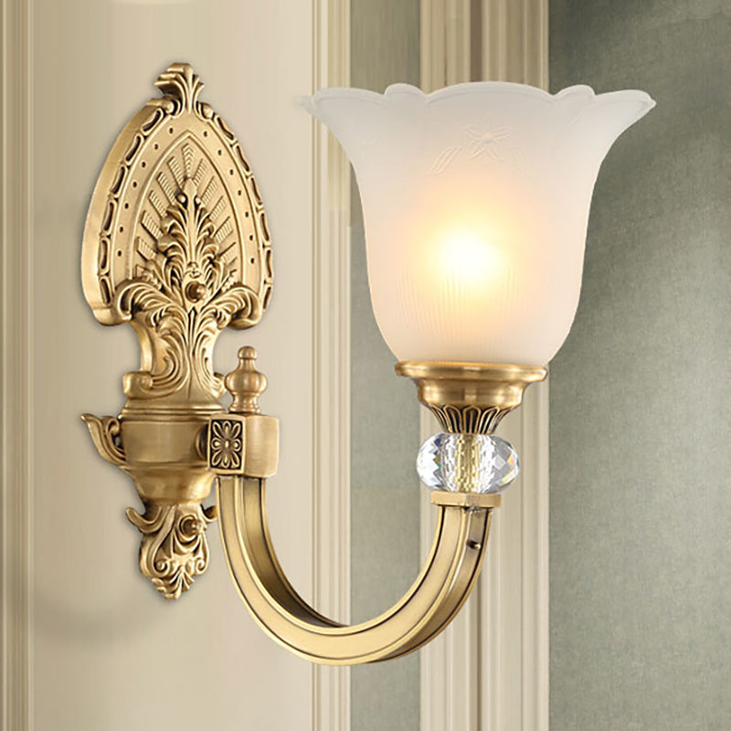Vivolux | Bell Frosted Glass Wandlamp Fixture Vintage Stil 1/2-Head Bedside Wandlicht met Gouden Achterplaat
