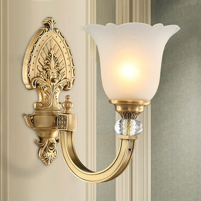 Vivolux | Bell Frosted Glass Wandlamp Fixture Vintage Stil 1/2-Head Bedside Wandlicht met Gouden Achterplaat