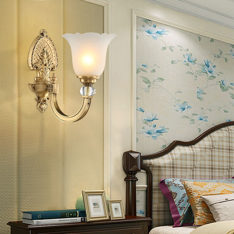 Vivolux | Bell Frosted Glass Wandlamp Fixture Vintage Stil 1/2-Head Bedside Wandlicht met Gouden Achterplaat