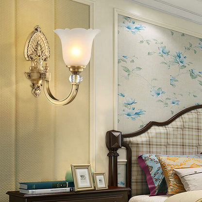 Vivolux | Bell Frosted Glass Wandlamp Fixture Vintage Stil 1/2-Head Bedside Wandlicht met Gouden Achterplaat