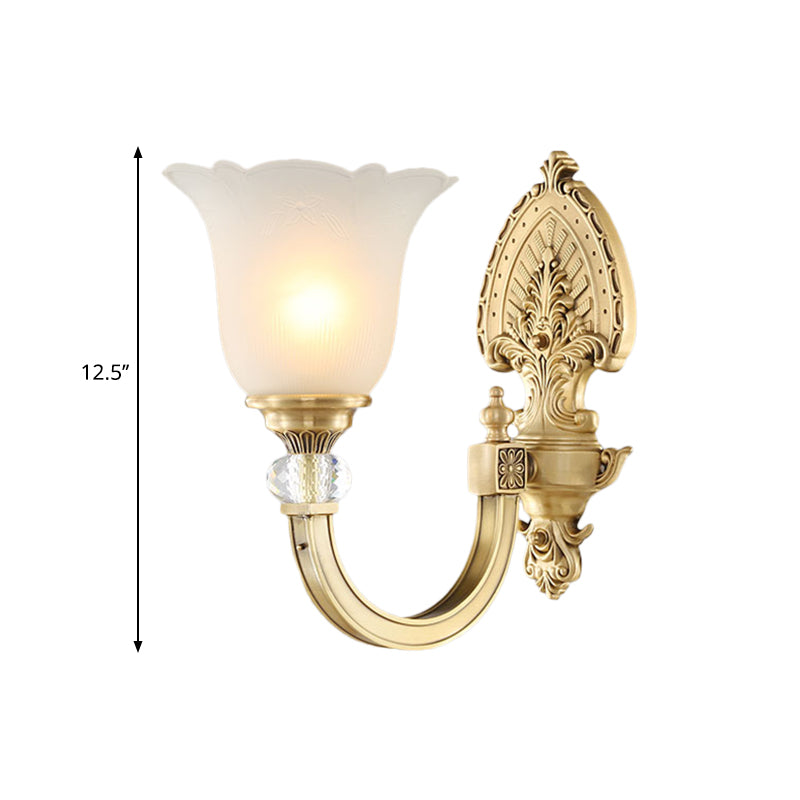 Vivolux | Bell Frosted Glass Wandlamp Fixture Vintage Stil 1/2-Head Bedside Wandlicht met Gouden Achterplaat