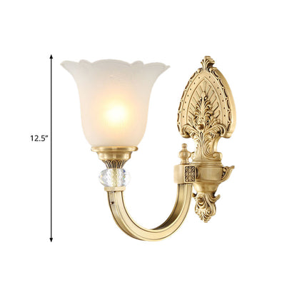 Vivolux | Bell Frosted Glass Wandlamp Fixture Vintage Stil 1/2-Head Bedside Wandlicht met Gouden Achterplaat
