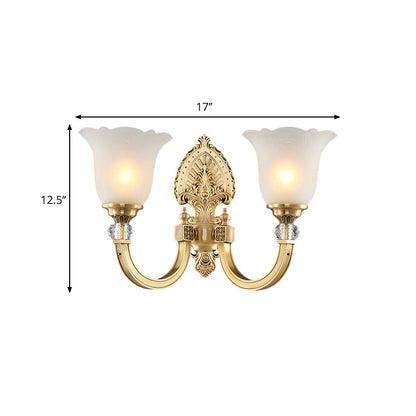 Vivolux | Bell Frosted Glass Wandlamp Fixture Vintage Stil 1/2-Head Bedside Wandlicht met Gouden Achterplaat