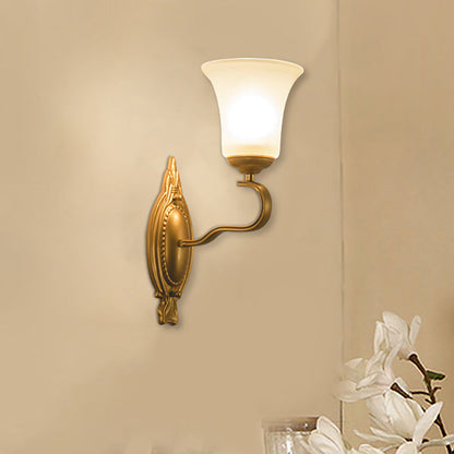 Vivolux | Bell Opal Glas Wandleuchte Vintage Stil 1/2-Kopf Flur Wandmontage Licht in Gold