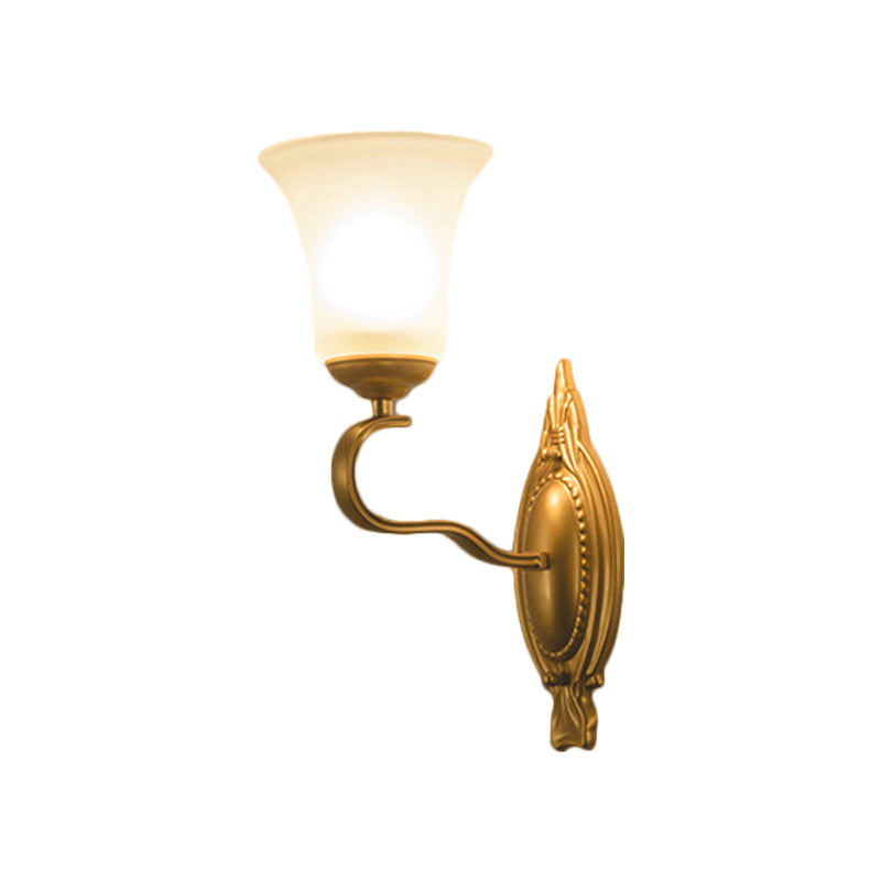 Vivolux | Bell Opal Glas Wandleuchte Vintage Stil 1/2-Kopf Flur Wandmontage Licht in Gold
