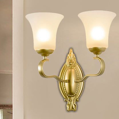 Vivolux | Bell Opal Glas Wandleuchte Vintage Stil 1/2-Kopf Flur Wandmontage Licht in Gold