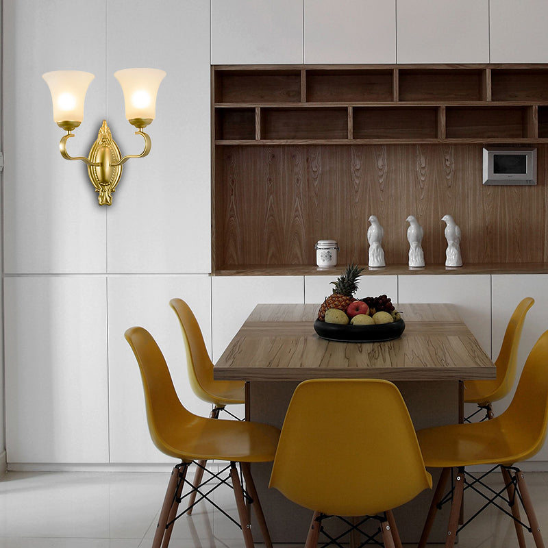 Vivolux | Bell Opal Glas Wandleuchte Vintage Stil 1/2-Kopf Flur Wandmontage Licht in Gold