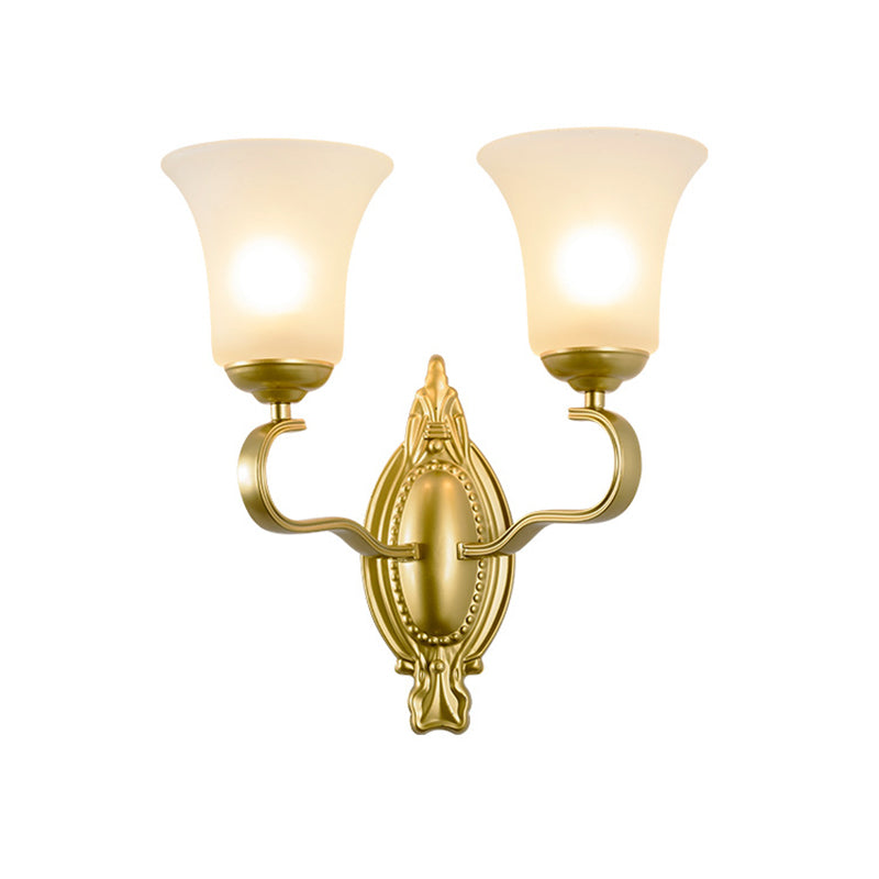 Vivolux | Bell Opal Glas Wandleuchte Vintage Stil 1/2-Kopf Flur Wandmontage Licht in Gold