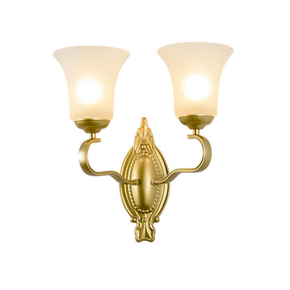 Vivolux | Bell Opal Glas Wandleuchte Vintage Stil 1/2-Kopf Flur Wandmontage Licht in Gold