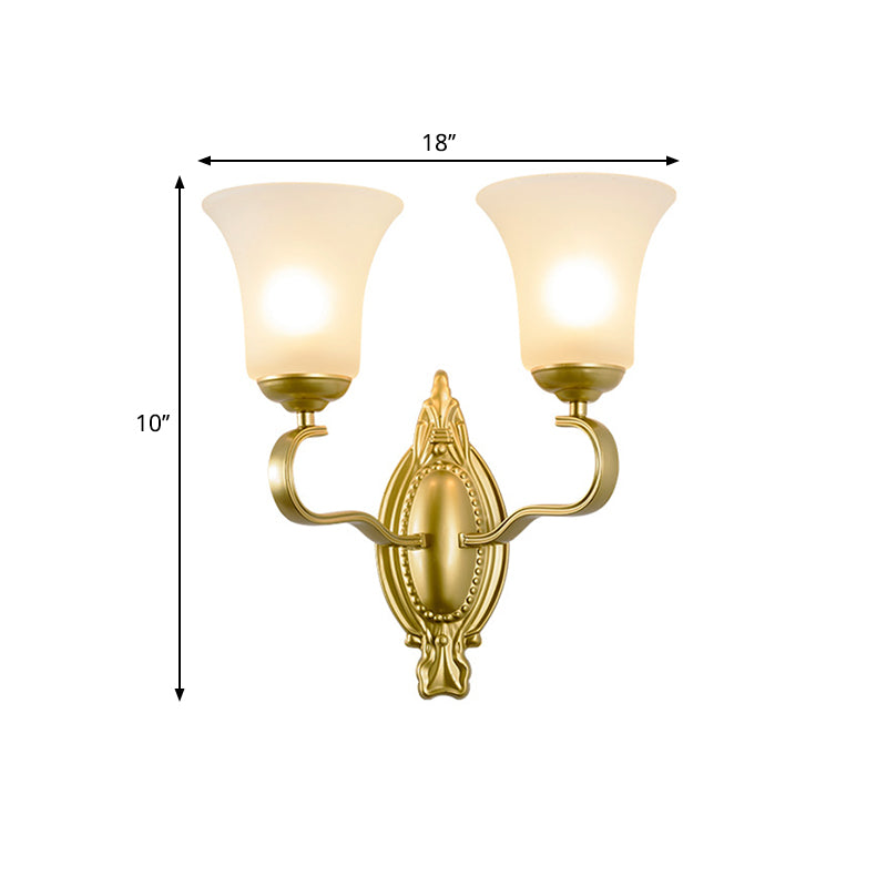 Vivolux | Bell Opal Glas Wandleuchte Vintage Stil 1/2-Kopf Flur Wandmontage Licht in Gold