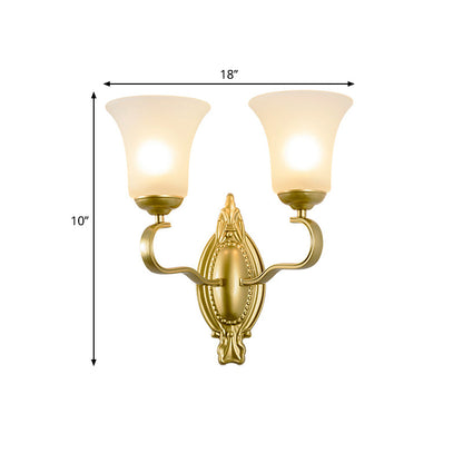 Vivolux | Bell Opal Glas Wandleuchte Vintage Stil 1/2-Kopf Flur Wandmontage Licht in Gold