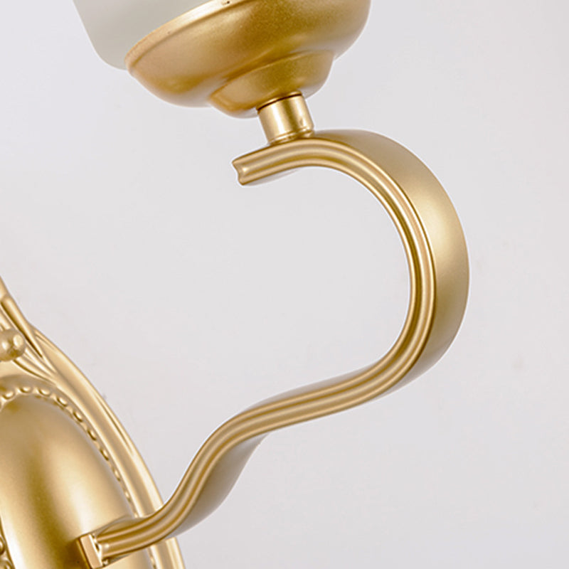 Vivolux | Bell Opal Glas Wandleuchte Vintage Stil 1/2-Kopf Flur Wandmontage Licht in Gold