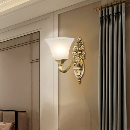 Vivolux | Gouden 1/2-Licht Wandlamp Vintage Stijl Opal Glas Bel Shade Muurbevestiging Verlichting voor Woonkamer