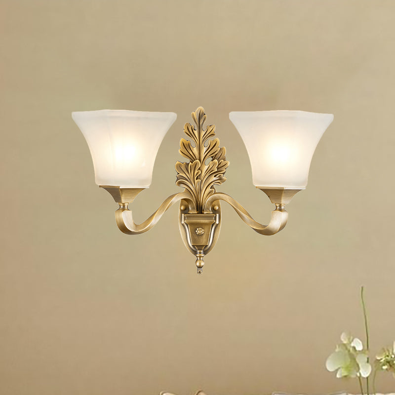Vivolux | Gouden 1/2-Licht Wandlamp Vintage Stijl Opal Glas Bel Shade Muurbevestiging Verlichting voor Woonkamer