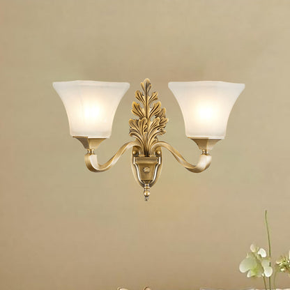 Vivolux | Gouden 1/2-Licht Wandlamp Vintage Stijl Opal Glas Bel Shade Muurbevestiging Verlichting voor Woonkamer