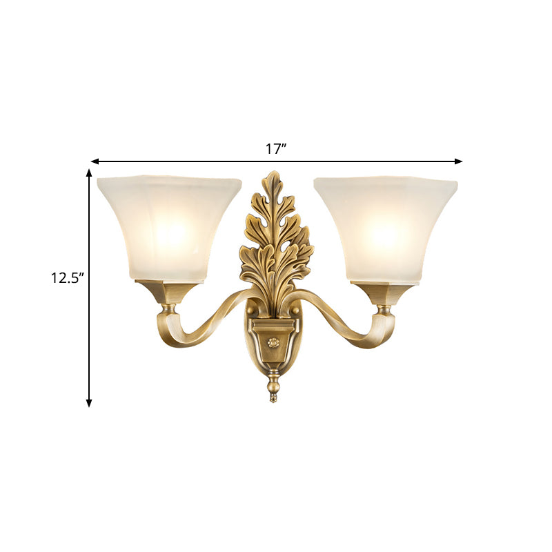 Vivolux | Gouden 1/2-Licht Wandlamp Vintage Stijl Opal Glas Bel Shade Muurbevestiging Verlichting voor Woonkamer