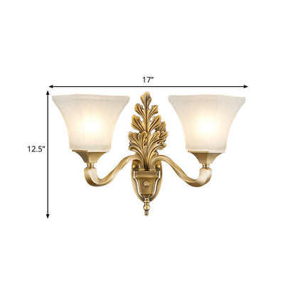 Vivolux | Gouden 1/2-Licht Wandlamp Vintage Stijl Opal Glas Bel Shade Muurbevestiging Verlichting voor Woonkamer