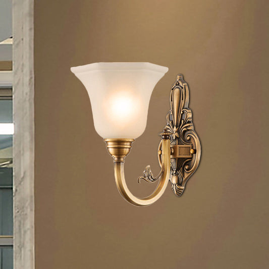 Vivolux | Vintage gebogene wandmontage lampe 1/2-kopf messing metall wandwandleuchte mit weißem glasglockenschirm