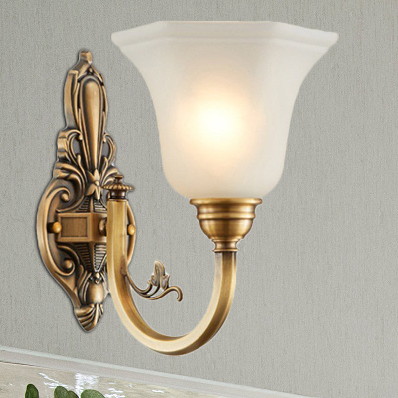Vivolux | Vintage gebogene wandmontage lampe 1/2-kopf messing metall wandwandleuchte mit weißem glasglockenschirm