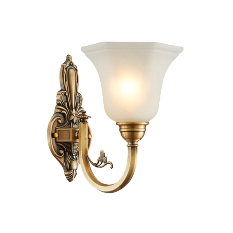 Vivolux | Vintage gebogene wandmontage lampe 1/2-kopf messing metall wandwandleuchte mit weißem glasglockenschirm