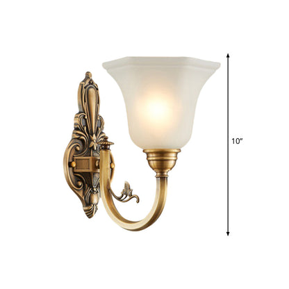 Vivolux | Vintage gebogene wandmontage lampe 1/2-kopf messing metall wandwandleuchte mit weißem glasglockenschirm