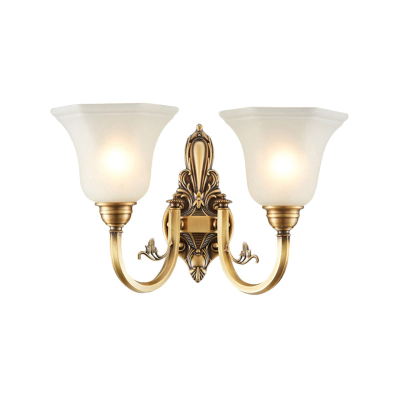 Vivolux | Vintage gebogene wandmontage lampe 1/2-kopf messing metall wandwandleuchte mit weißem glasglockenschirm