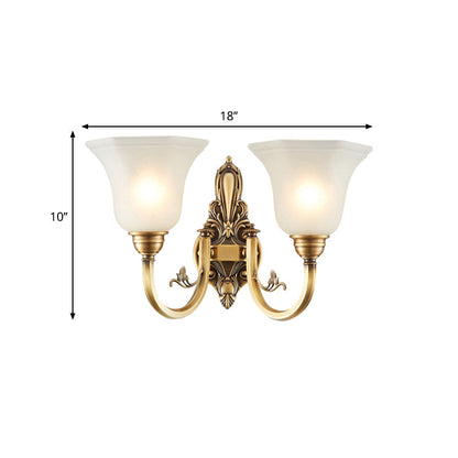 Vivolux | Vintage gebogene wandmontage lampe 1/2-kopf messing metall wandwandleuchte mit weißem glasglockenschirm