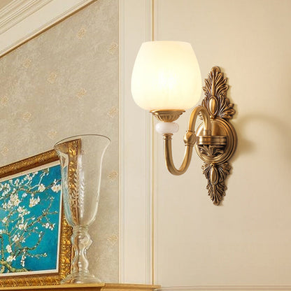 Vivolux | Metalen Messing Wandlamp Armatuur Gansnekk 1/2-Licht Vintage Stijlvolle Wandlamp met Witte Glazen Kom Schaduw