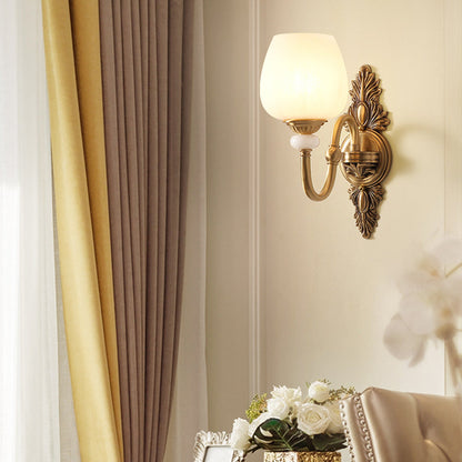 Vivolux | Metalen Messing Wandlamp Armatuur Gansnekk 1/2-Licht Vintage Stijlvolle Wandlamp met Witte Glazen Kom Schaduw