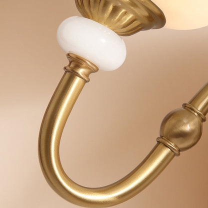 Vivolux | Metalen Messing Wandlamp Armatuur Gansnekk 1/2-Licht Vintage Stijlvolle Wandlamp met Witte Glazen Kom Schaduw