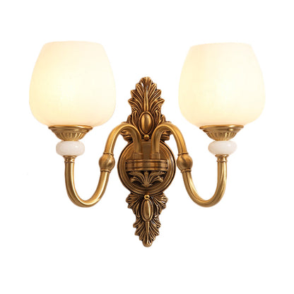 Vivolux | Metalen Messing Wandlamp Armatuur Gansnekk 1/2-Licht Vintage Stijlvolle Wandlamp met Witte Glazen Kom Schaduw