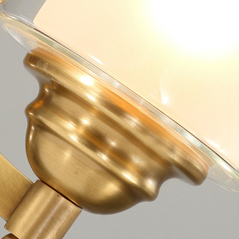 Vivolux | Zylindrische Innenwandlampe Beleuchtung moderne Stil doppelte Gläser 1/2-Kopf Messing-Finish Wandlampe für Schlafzimmer