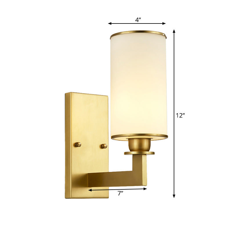 Vivolux | Modernistische Stijl Cilindrische Wandlamp 1/2 Hoofd Mattglas Wandlicht in Messing voor Woonkamer