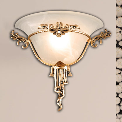 Vivolux | Colony Geweven Wandlamp Metaal 1 Peertje Wandbevestigde Verlichtingsarmatuur in Koper/Messing met Uitlopende Melk glazen Shade