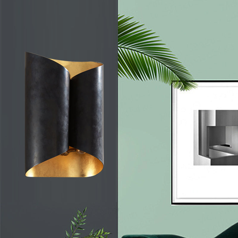 Vivolux | 2-Licht Scroll Wandlamp Eenvoudige Zwarte en Gouden IJzeren Wandgemonteerde Verlichtingsarmatuur