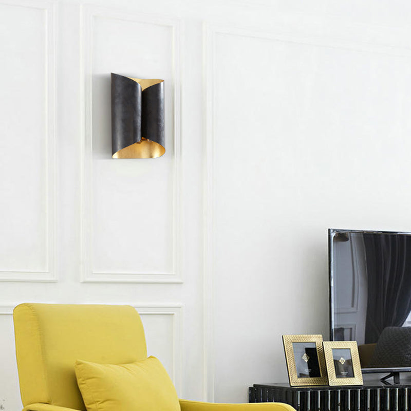 Vivolux | 2-Licht Scroll Wandlamp Eenvoudige Zwarte en Gouden IJzeren Wandgemonteerde Verlichtingsarmatuur