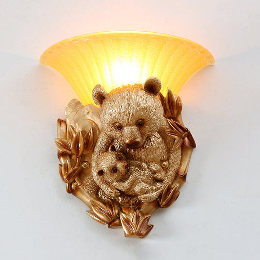Vivolux | Resin Bear Mama en Baby Sconce Licht Vintage 1-Lichts Gouden Wandmontage Verlichting Ideeën