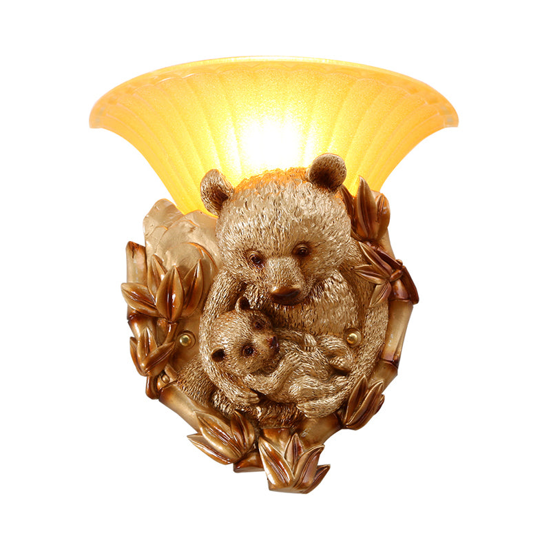 Vivolux | Resin Bear Mama en Baby Sconce Licht Vintage 1-Lichts Gouden Wandmontage Verlichting Ideeën
