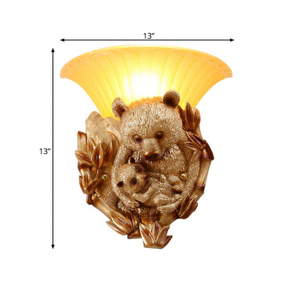 Vivolux | Resin Bear Mama en Baby Sconce Licht Vintage 1-Lichts Gouden Wandmontage Verlichting Ideeën