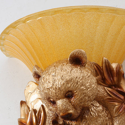 Vivolux | Resin Bear Mama en Baby Sconce Licht Vintage 1-Lichts Gouden Wandmontage Verlichting Ideeën