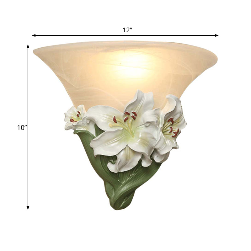Vivolux | Witte/Roze Lelie Wandlamp Eigentijdse Hars 1 Kop Wandverlichting Ideeën met Gezoet Glazen Lampenkap