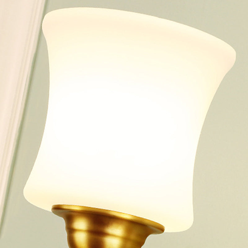 Vivolux | Zylinder Schirm Schlafzimmer Wandmontage Licht Traditioneller Stil Milchglas 1/2-Licht Messingfinish Wandlampe